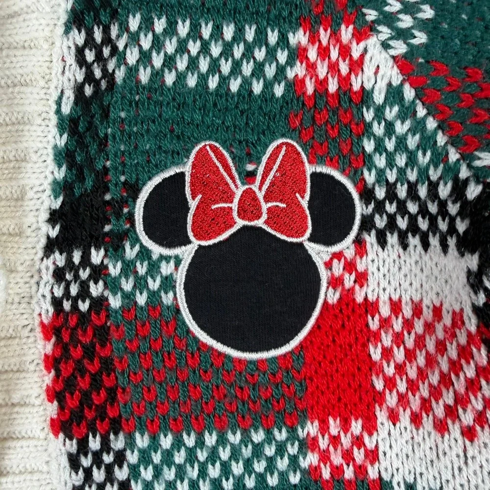 Disney Minnie Mouse Toddler Girls 2T Plaid Button Front Holiday Cardigan Sweater